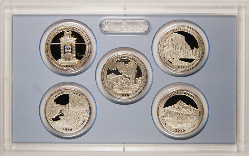 2010-S America the Beautiful Quarter 5-coin Proof Set . . . . Superb Brilliant Proof