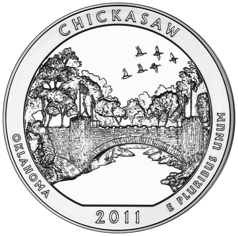 2011 Chickasaw National Recreation Area, OK Silver 5 oz Bullion Coin . . . .  in Capsule only