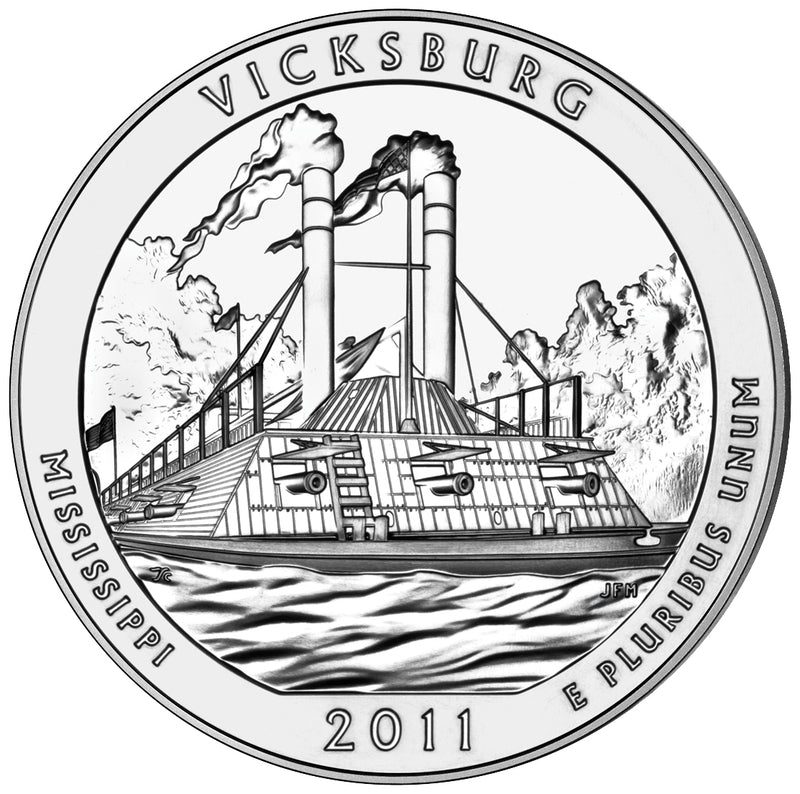 2011 Vicksburg National Military Park, MS Silver 5 oz Collector Edition Coin . . . . in Original U.S. Mint Box with COA