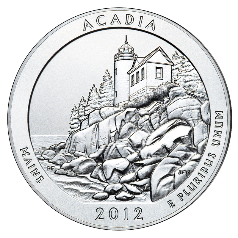 2012 Acadia National Park, ME Silver 5 oz Bullion Coin . . . .  in Capsule only