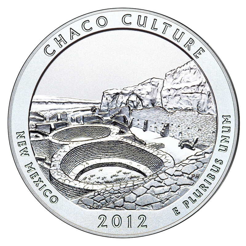 2012 Chaco Culture National Park, NM Silver 5 oz Collector Edition Coin . . . . in Original U.S. Mint Box with COA