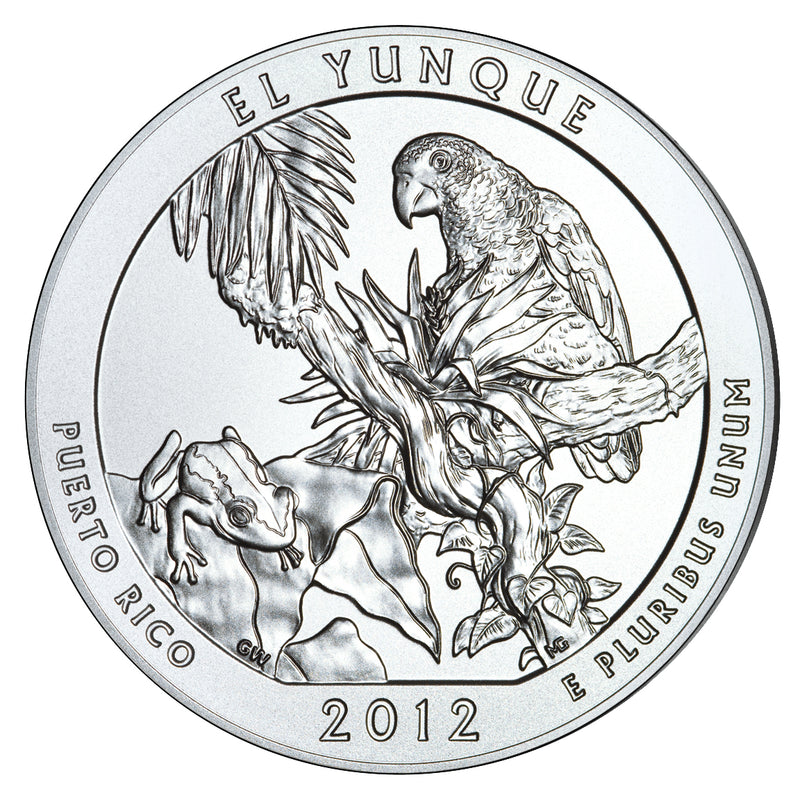 2012 El Yunque National Forest, PR Silver 5 oz Bullion Coin . . . .  in Capsule only