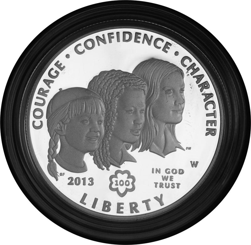2013-W Girl Scouts Centennial Silver Dollar . . . . Gem Brilliant Proof in original U.S. Mint Capsule