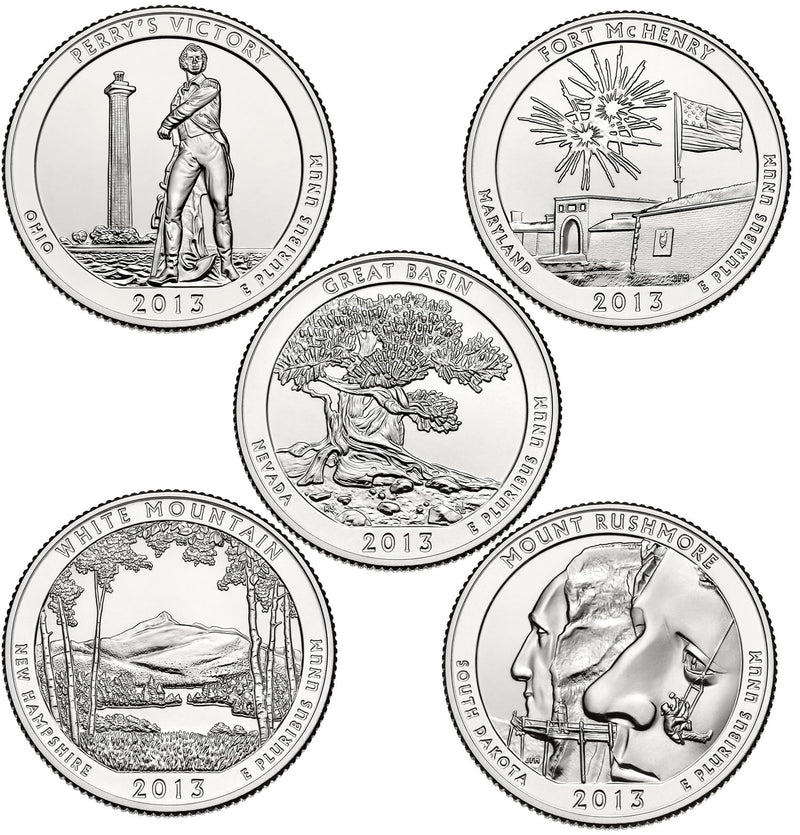 All 10 2013-P and D America the Beautiful Quarters . . . . Choice BU
