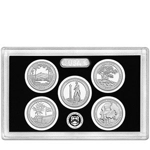 2013-S Silver America the Beautiful Quarter 5-coin Proof Set . . . . Superb Proof Silver
