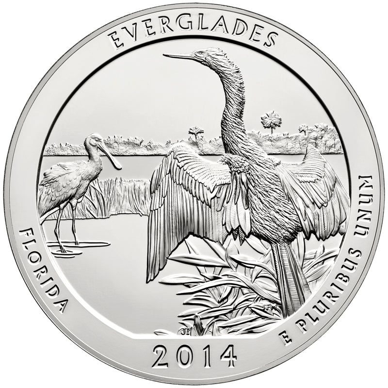 2014 Everglades National Park, FL Silver 5 oz Collector Edition Coin . . . . in Original U.S. Mint Box with COA