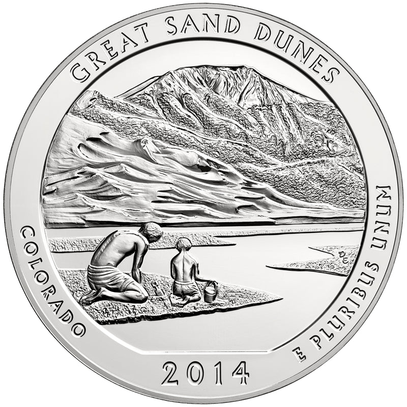 2014 Great Sand Dunes National Park, CO Silver 5 oz Collector Edition Coin . . . . in Original U.S. Mint Box with COA