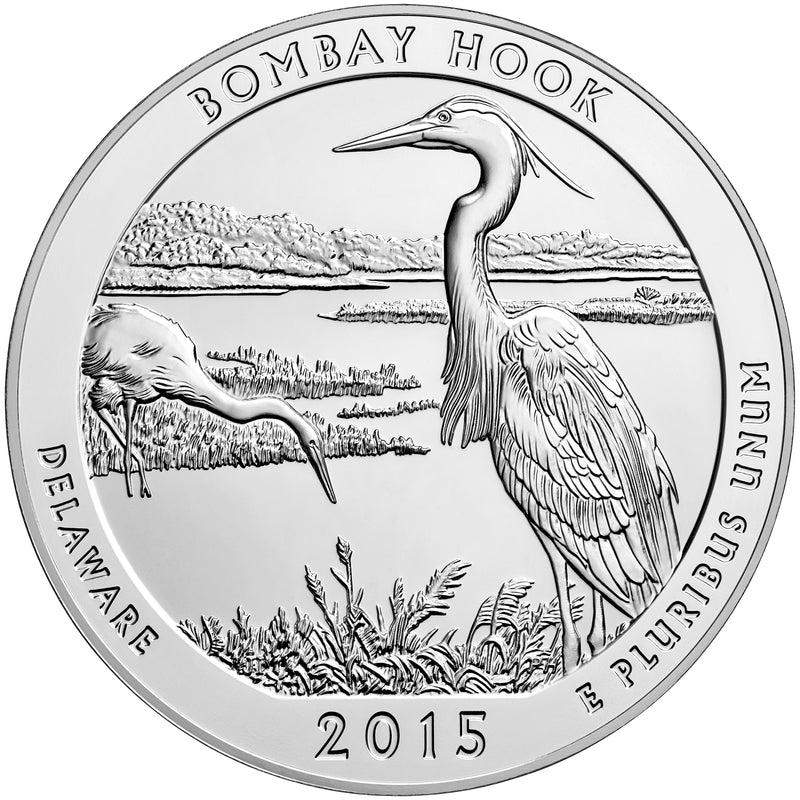 2015 Bombay Hook National Wildlife Refuge, DE Silver 5 oz Collector Edition Coin . . . . in Original U.S. Mint Box with COA
