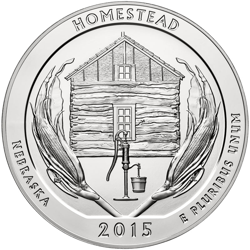 2015 Homestead National Monument, NE Silver 5 oz Collector Edition Coin . . . . in Original U.S. Mint Box with COA