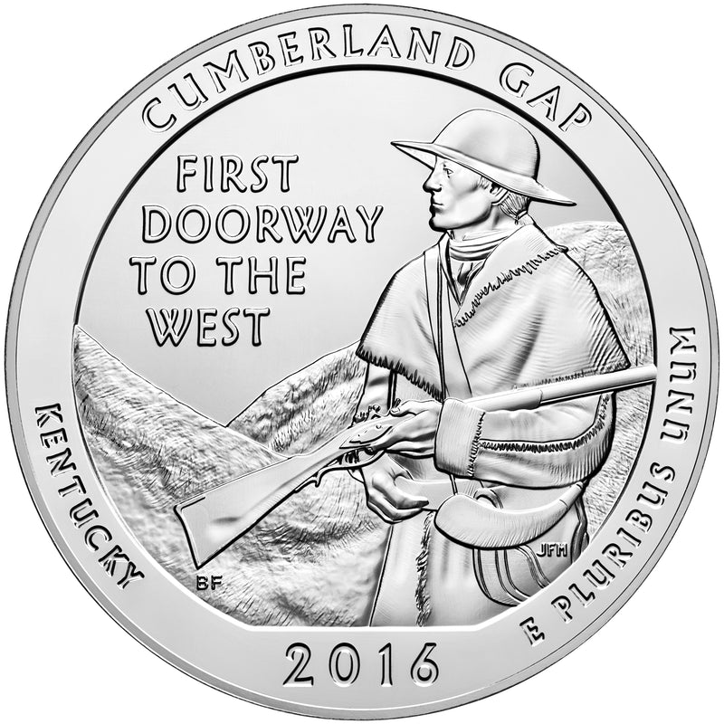 2016 Cumberland Gap National Historic Park, KY Silver 5 oz Bullion Coin . . . . in Plastic Flip