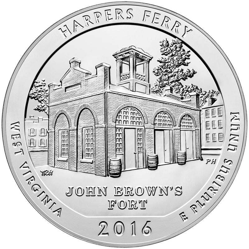 2016 Harpers Ferry National Historical Park, WV Silver 5 oz Bullion Coin . . . . in Capsule Only