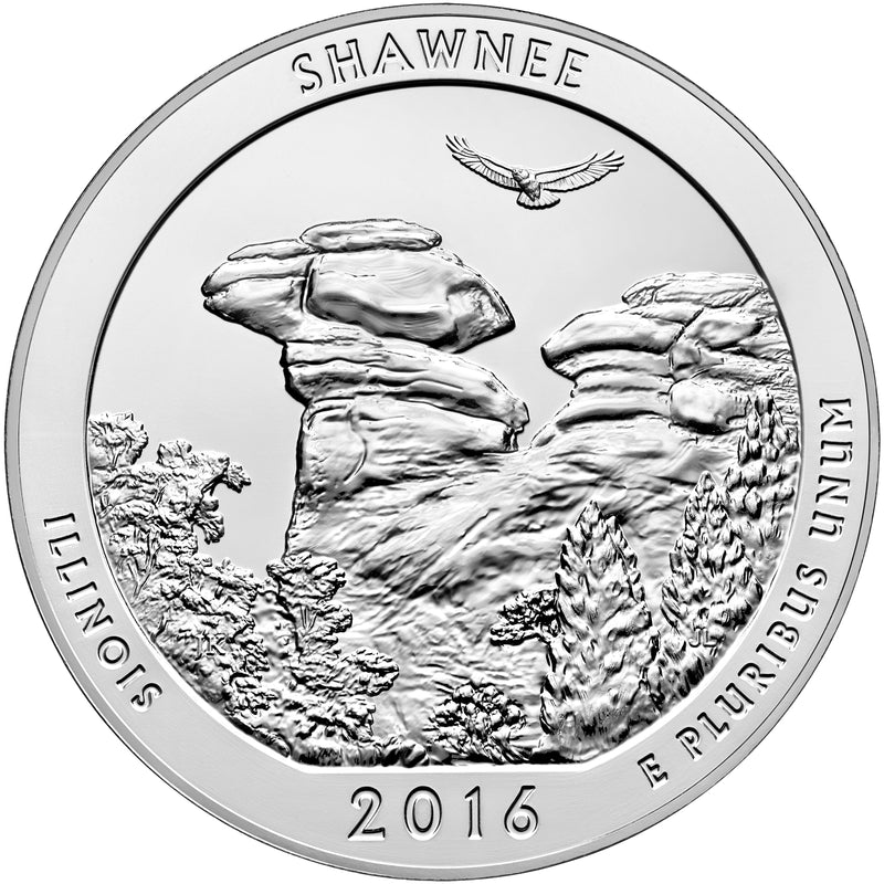 2016 Shawnee National Forest, IL Silver 5 oz Bullion Coin . . . .  in Capsule only