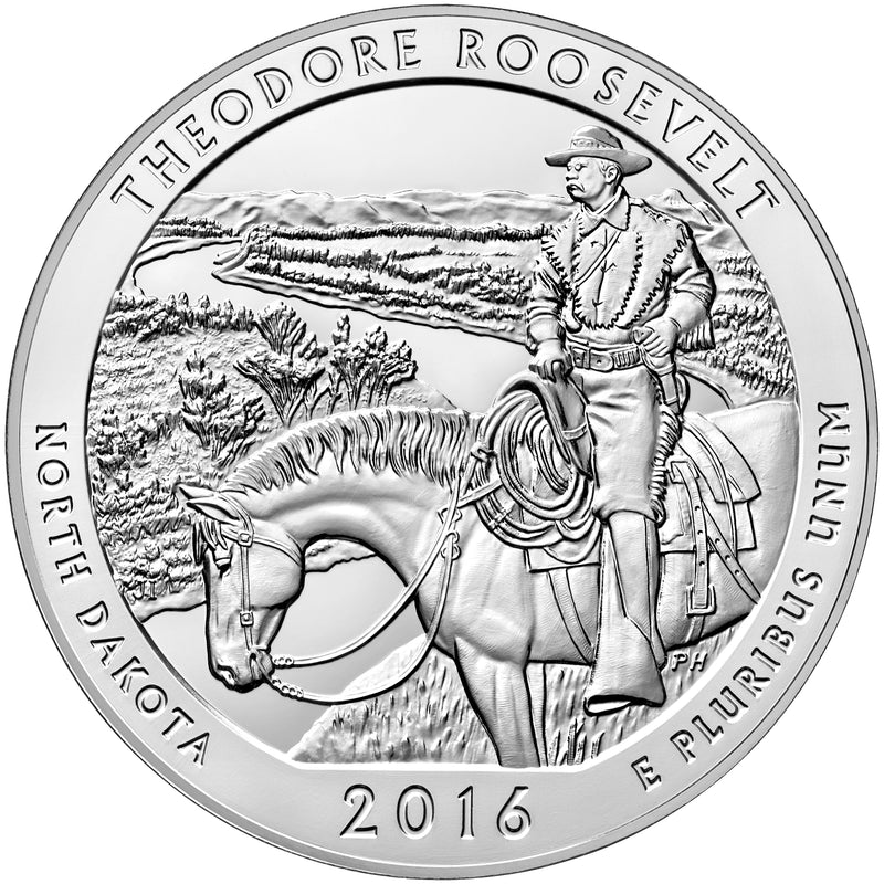 2016 Roosevelt National Park, ND Silver 5 oz Bullion Coin . . . . in Capsule Only
