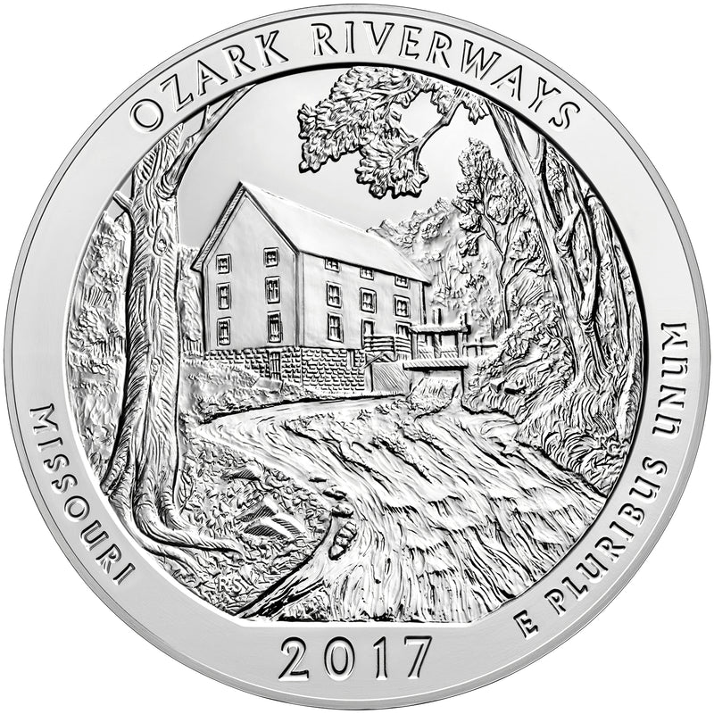 2017 Ozark National Park, MO Silver 5 oz Collector Edition Coin . . . . in Original U.S. Mint Box with COA