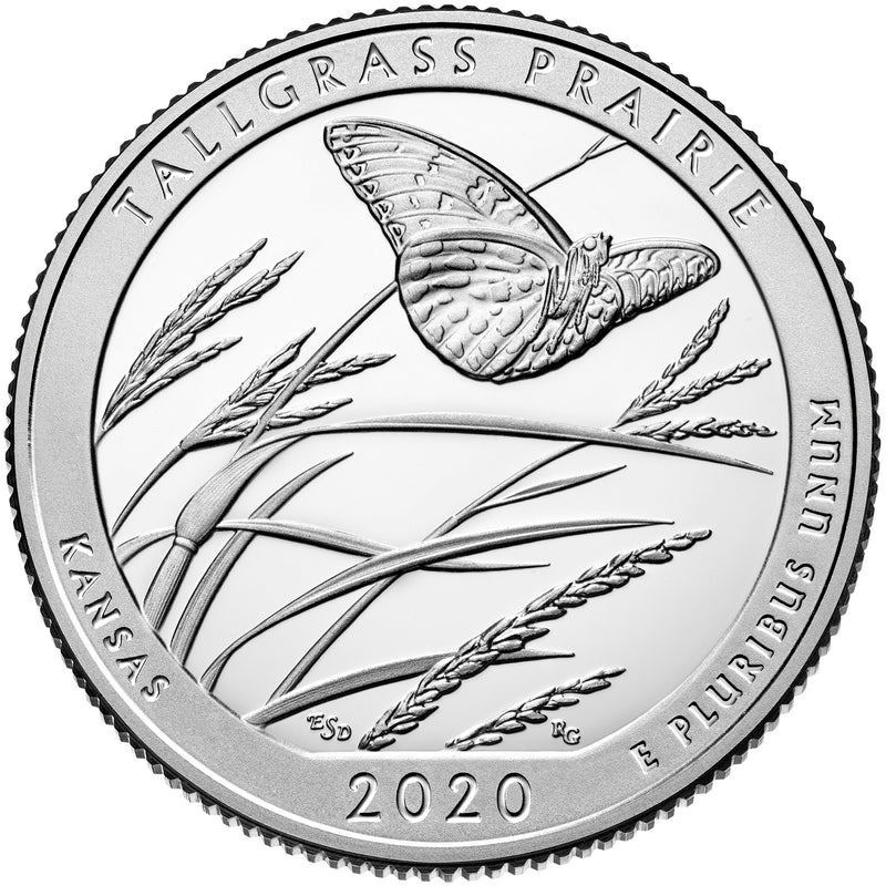 2020-S Tallgrass Prairie National Preserve, KS Quarter . . . . Superb Brilliant Proof Silver