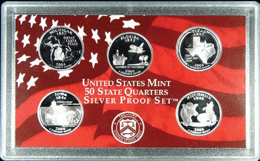 2004-S Silver State Quarter 5-coin Proof Set . . . . Superb Proof Silver