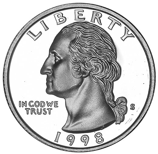 1998-S Silver Washington Quarter . . . .Gem Brilliant Proof Silver