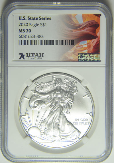 2020 Silver Eagle . . . . NGC MS-70 State Series Utah