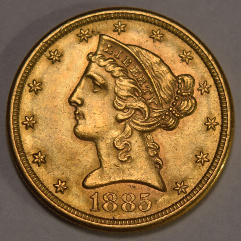 1885-S $5.00 Liberty Gold . . . . Choice Brilliant Uncirculated