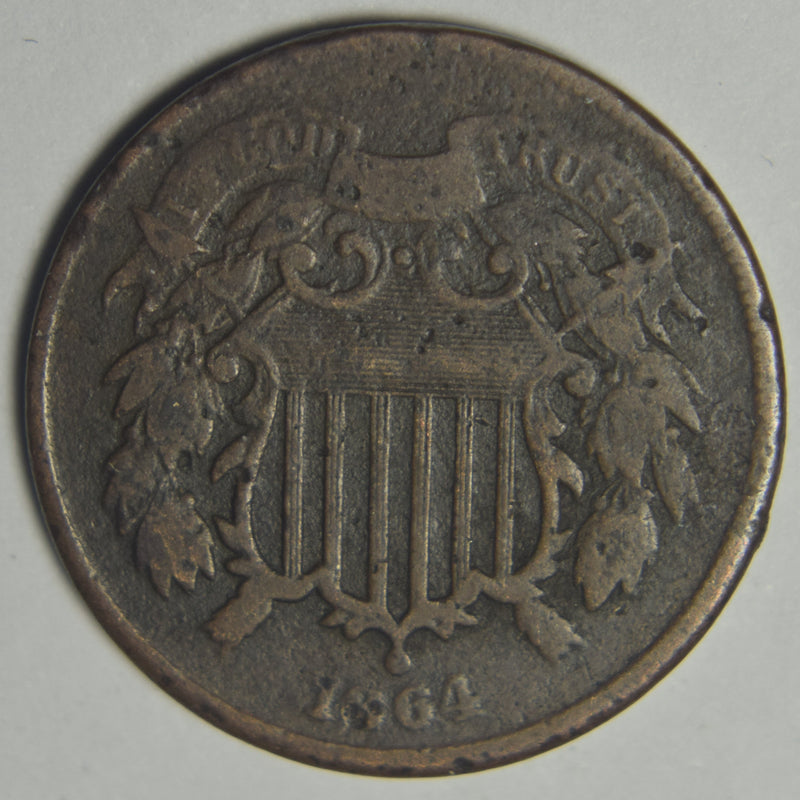 1864 Two Cent Piece . . . . VF Pitting