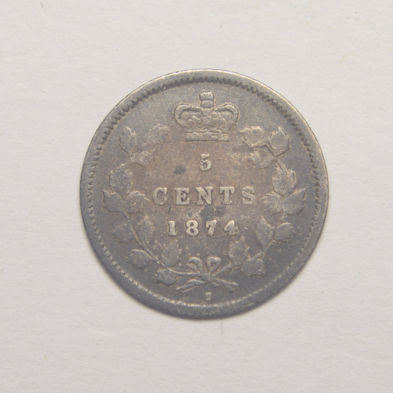 1874-H Crosslet 4 Canadian 5 Cents . . . . Very Good