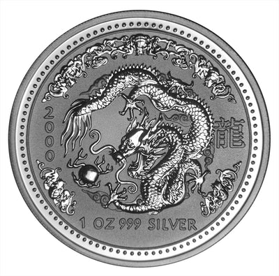 2000 Australia Lunar Dragon Series I . . . . Gem BU 1 oz. Silver