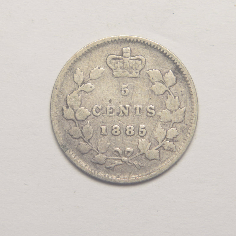 1885 Small 5 Canadian 5 Cents . . . . Very Fine