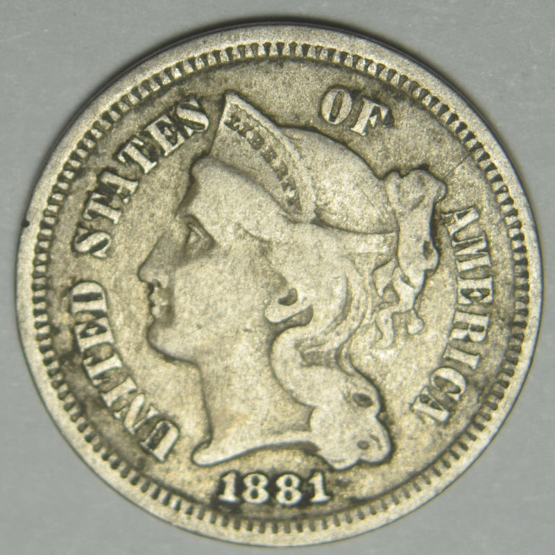 1881 Nickel Three Cent Piece . . . . Very Fine
