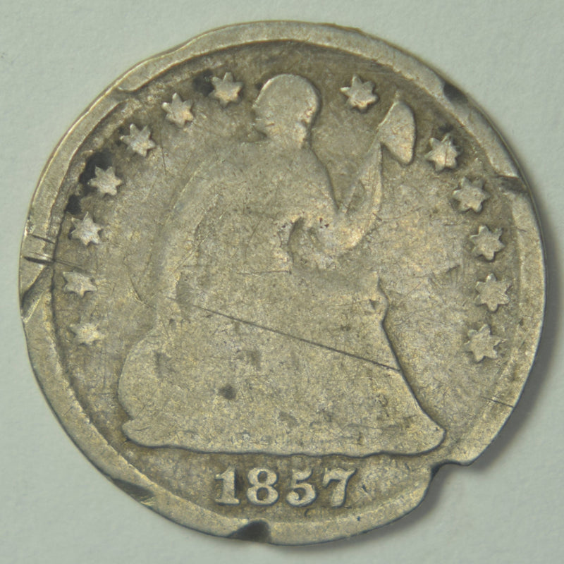 1857 Seated Liberty Half Dime . . . . Good surface issues