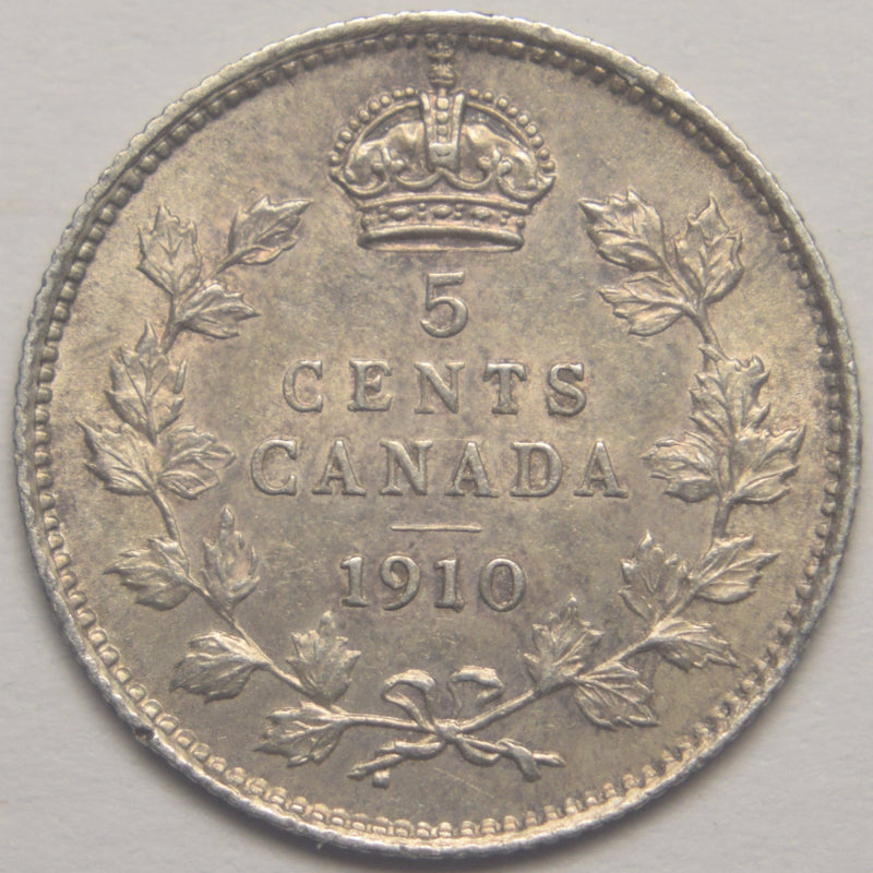 1910 Pointed Leaf Canadian 5 Cents . . . . Select Brilliant Uncirculated