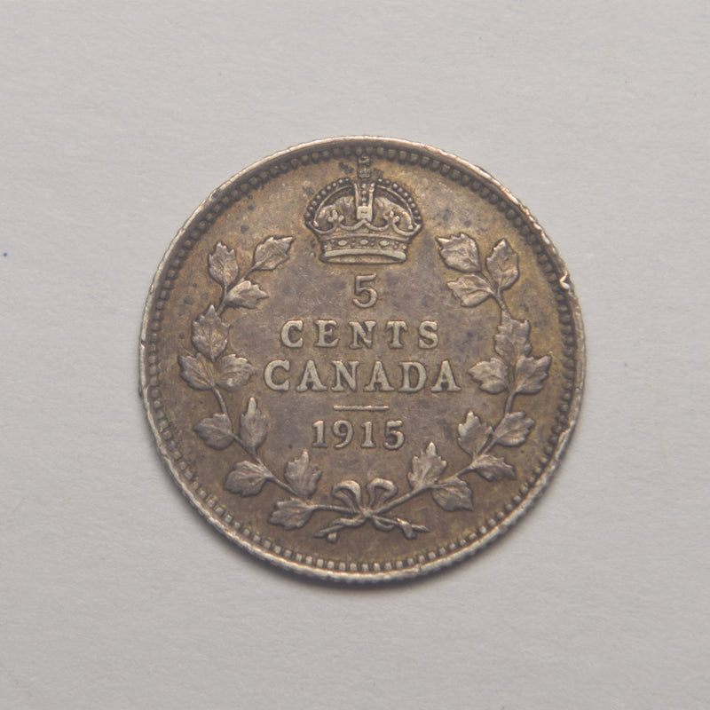1915 Canadian 5 Cents . . . . AU hits