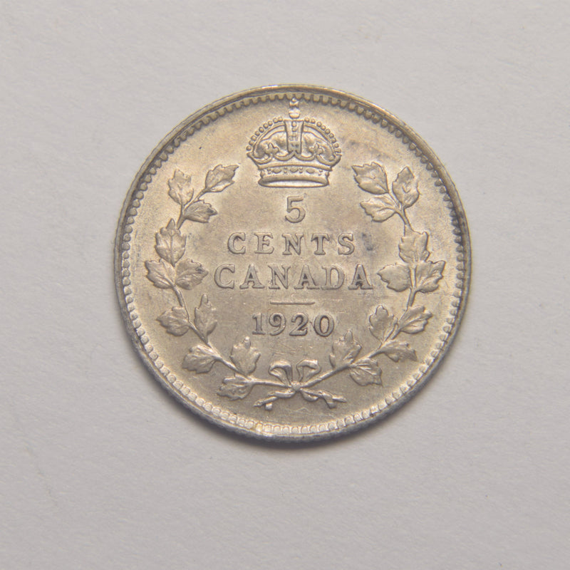 1920 Canadian 5 Cents . . . . Choice Brilliant Uncirculated