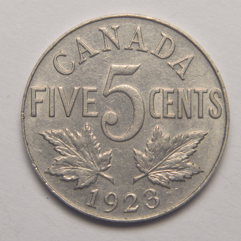1923 Canadian 5 Cents . . . . Choice About Uncirculated
