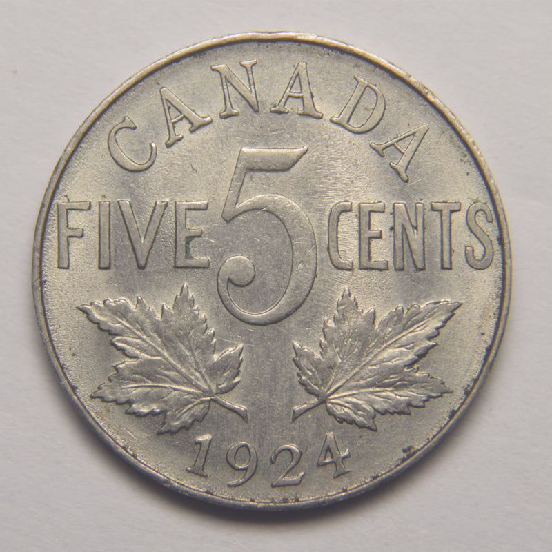 1924 Canadian 5 Cents . . . . Select Brilliant Uncirculated