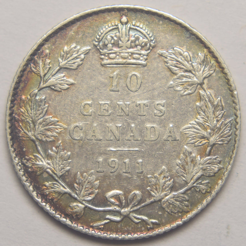 1911 Canadian 10 Cents . . . . Choice About Uncirculated