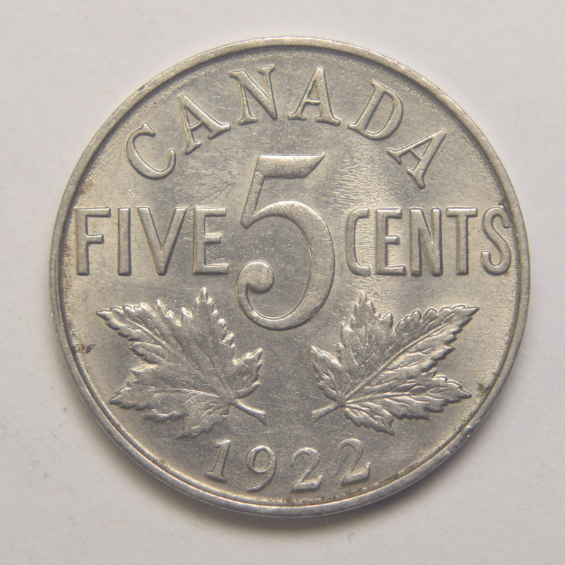 1924 Canadian 5 Cents . . . . Choice About Uncirculated