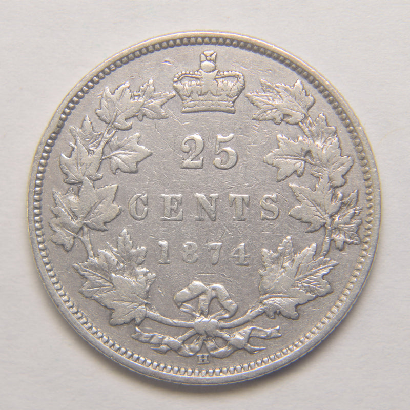 1874-H Canadian Quarter . . . . Very Fine