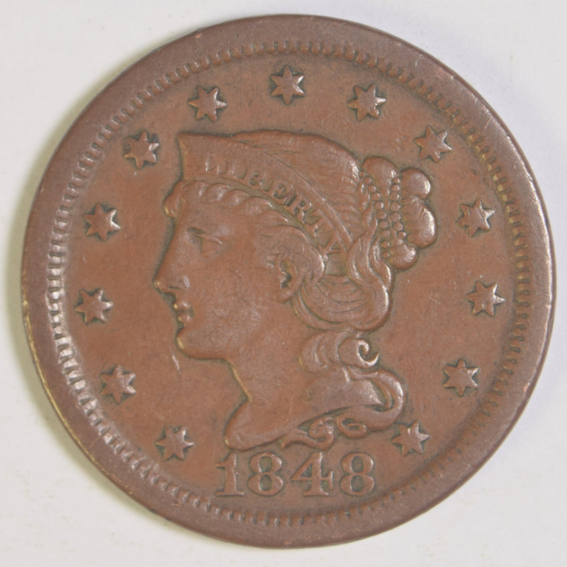 1848 Braided Hair Large Cent . . . . VF/XF