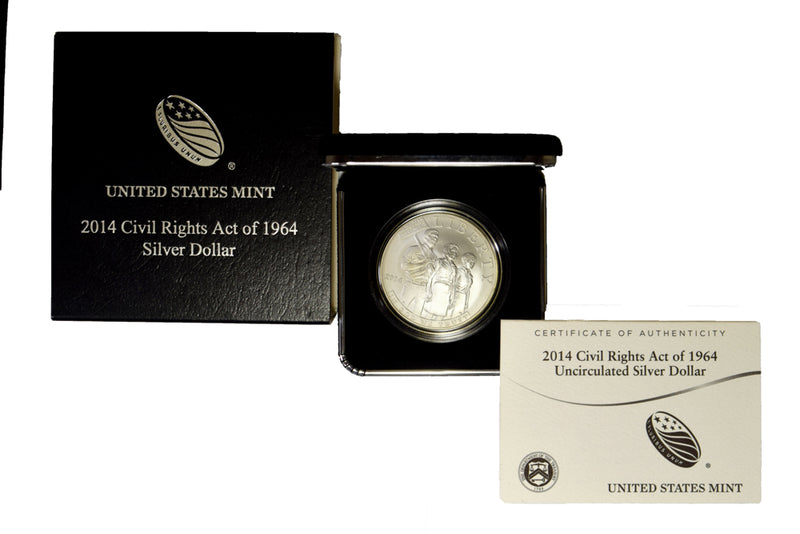 2014-P Civil Rights Act of 1964 Silver Dollar . . . . Gem BU in original U.S. Mint Box