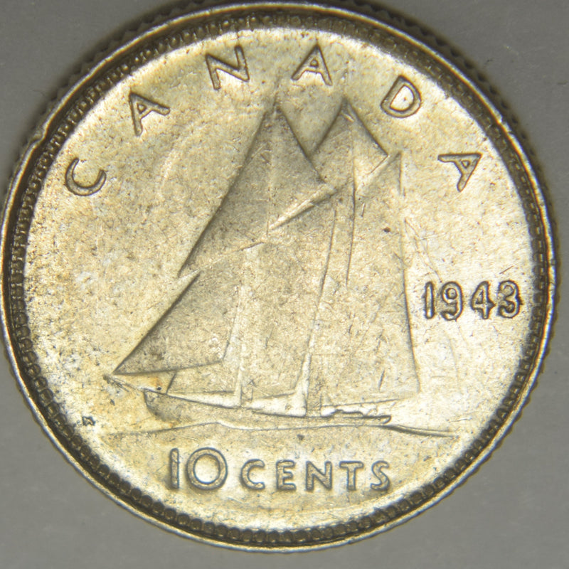 1943 Canadian 10 Cents . . . . Choice About Uncirculated