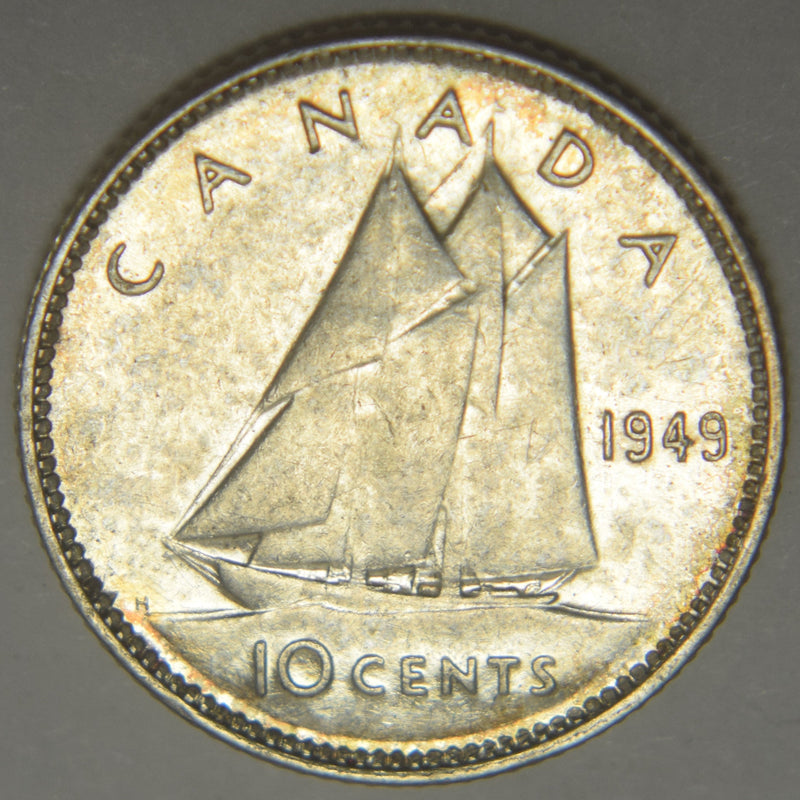 1949 Canadian 10 Cents . . . . Choice About Uncirculated