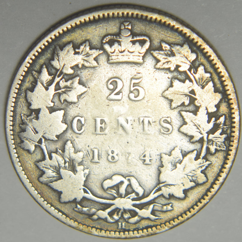 1874-H Canadian Quarter . . . . VG/Fine