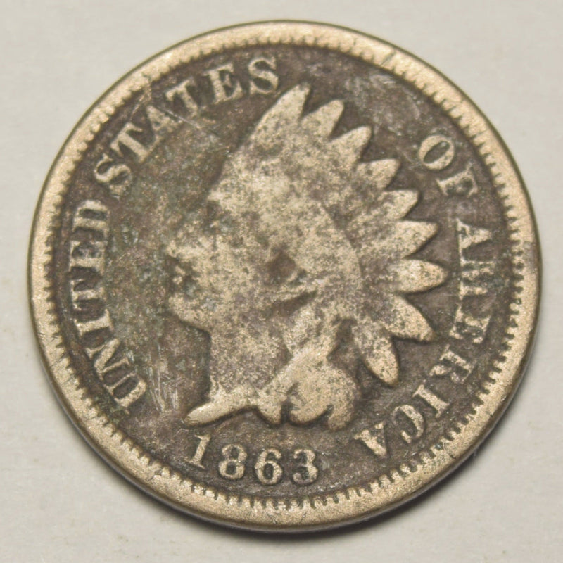 1863 Copper-Nickel Indian Cent . . . . VG corroded