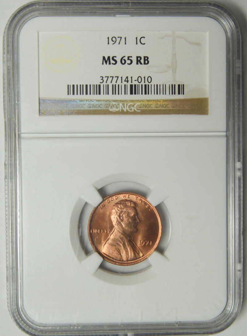 1971 Lincoln Cent . . . . NGC MS-65 RB