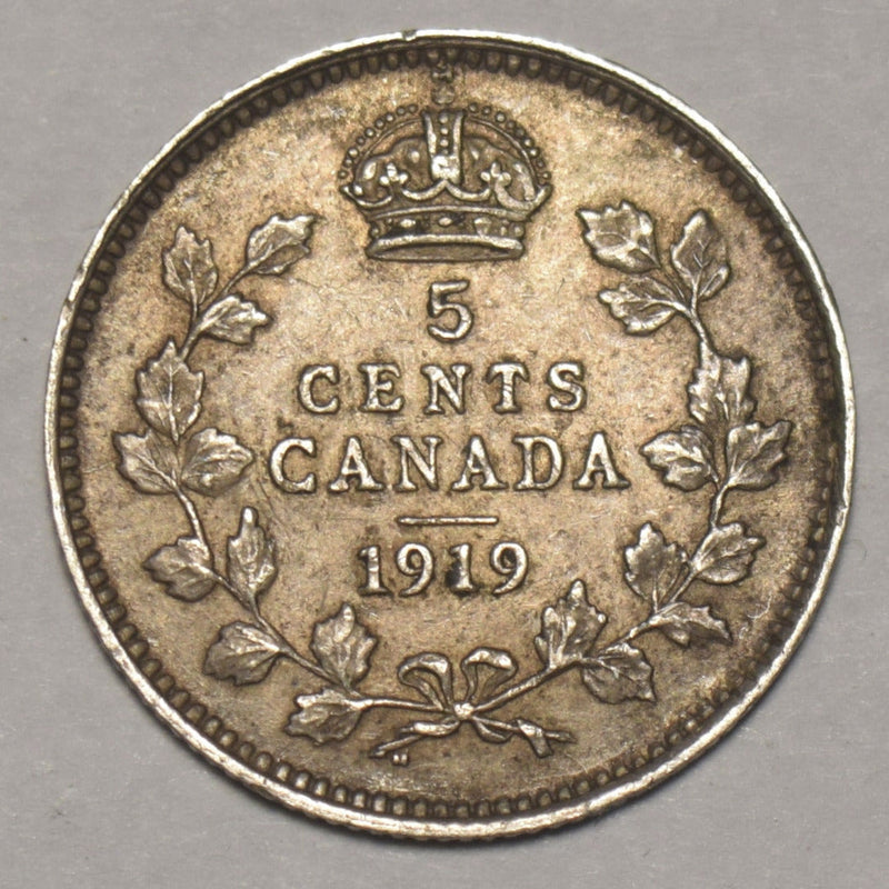 1919 Canadian 5 Cents . . . . Choice About Uncirculated