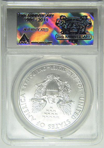 2011 Silver Eagle . . . . ANACS MS-70 25th Anniversary First Day of Issue