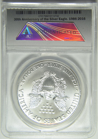 2016 Silver Eagle . . . . ANACS MS-70 First Day of Issue