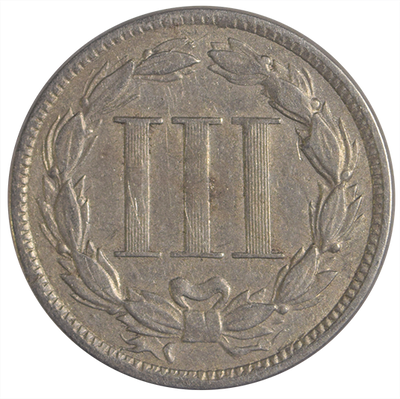 1868 Nickel Three Cent Piece . . . . Choice About Uncirculated