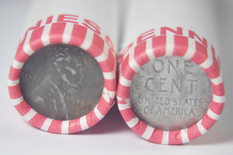 3 - 1943 Steel Cents Rolls . . . . Average Circulated Rolls of 50 coins