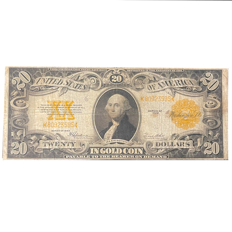 $20.00 1922 Gold Certificate FR. 1187 . . . . Very Fine